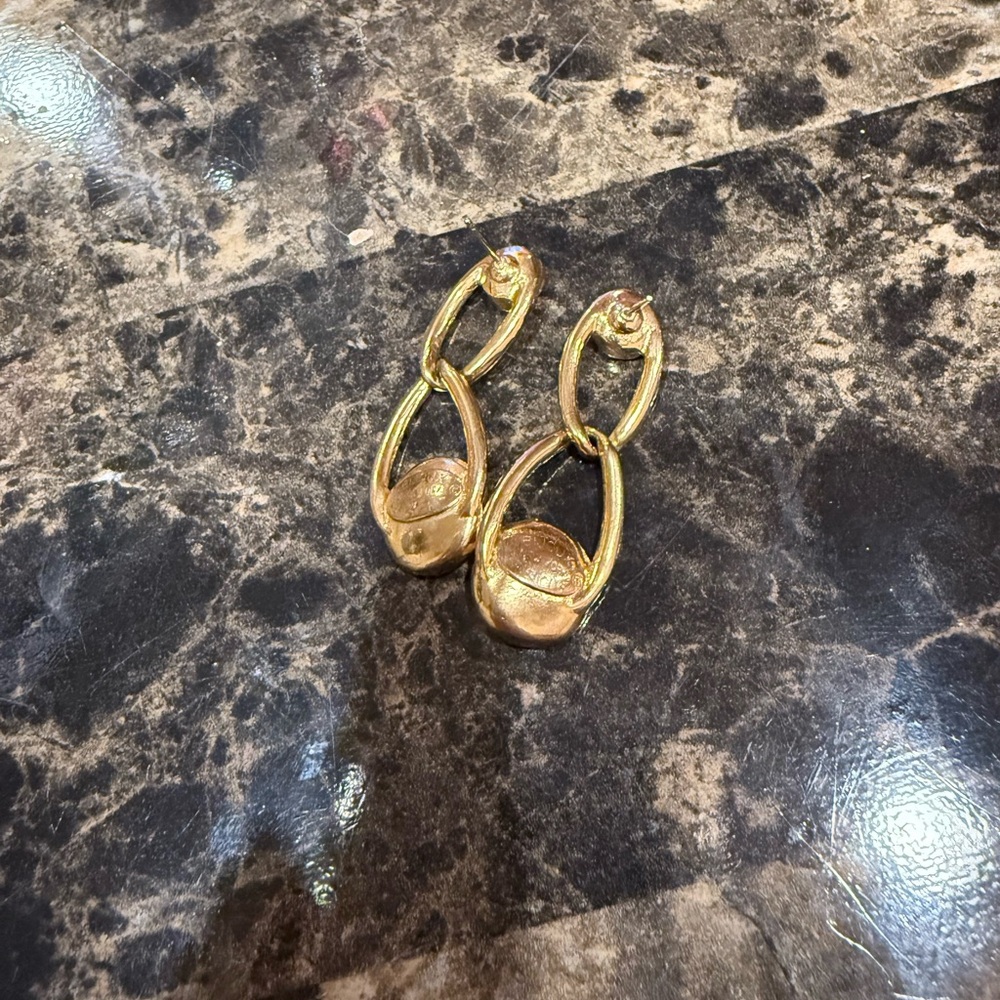 Bijoux Gold-Tone Double Drop Crystal Earrings - Picture 5 of 9